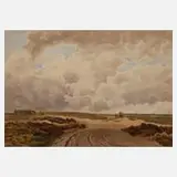 G. Weber, Weite Landschaft, Aquarell auf leichtem Karton