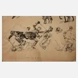 Heinrich Kley, Skizzenblatt, Tuschefeder auf Papier
