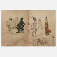 Studienblatt by Heinrich Kley, Tuschefeder, sold May 2023