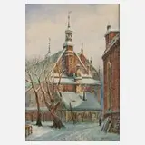 Moritz Wimmer, "Danzig hinter der Johanniskirche", Aquarell über Bleistiftvorzeichnung