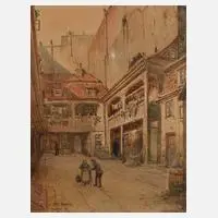 Moritz Wimmer, Petrihof in Alt Berlin, Aquarell über Bleistiftvorzeichnung