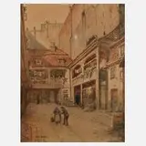 Moritz Wimmer, Petrihof in Alt Berlin, Aquarell über Bleistiftvorzeichnung