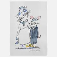 Manfred Bofinger, Das Hochzeitspaar, Tuschestift und Aquarell
