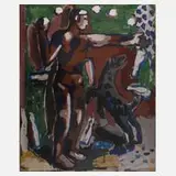 Ulrich Diezmann, "Ballspiel", Tempera auf Papier