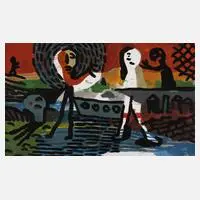 Komposition mit Figuren by Felix Furtwängler, Mischtechnik auf Karton, sold May 2023