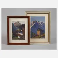 Fredo Bley, Zwei Berglandschaften, Lithographischen