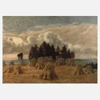 Albin Enders, "Ernte" Hirtenpöhl bei Weischlitz, 1924, Öl auf Karton