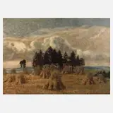 Albin Enders, "Ernte" Hirtenpöhl bei Weischlitz, 1924, Öl auf Karton