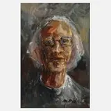 Manfred Feiler, Selbstportrait, Öl auf Holz