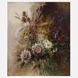 Manfred Feiler, Herbstblumenstrauß, Öl auf Leinwand