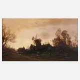 Manfred Feiler, Windmühle im Abendlicht, 1978, Öl auf Leinwand