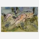 Albert Hennig, Auf dem Feld, aquarellierte