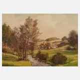 Siegfried Hauffe, Blick auf Rößnitz, Aquarell