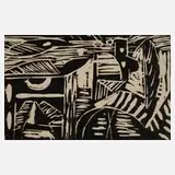 Albert Hennig, Abstraktion, Holzschnitt auf Papier