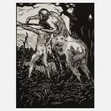 Bruno Héroux, Cheiron und Achilleus, Holzschnitt