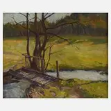 Georg Höhlig, "Mönchsteg vor Raschau", Öl auf Leinwand