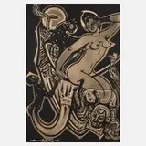 Johann Kurt Pflug, "Black african dream", Tusche und Graphit