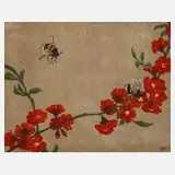 Martin Erich Philipp, "Japanische Quitte", Farbholzschnitt auf dünnem Japanpapier