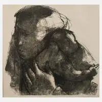 Prof. Hans Theo Richter, Junge Mutter mit Kind, Lithographie