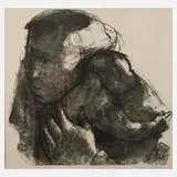 Prof. Hans Theo Richter, Junge Mutter mit Kind, Lithographie
