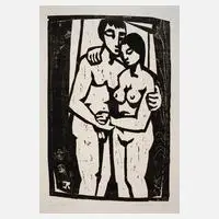 Josef Richter, "Liebende stehend II", 1968, Holzschnitt