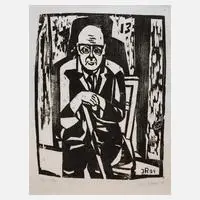 Josef Richter, Portrait "Prof. C. Michel", Holzschnitt auf Papier