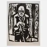 Josef Richter, Portrait "Prof. C. Michel", Holzschnitt auf Papier