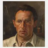 Alfred Tröger, Selbstportrait, Öl auf Sperrholz