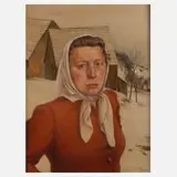 Alfred Tröger, Portrait Liesbeth Tröger, 1940, Öl auf Sperrholz