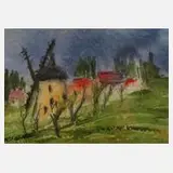 Albert Hennig, Leipziger Windmühle, Aquarell über Graphit
