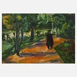 Albert Hennig, Im Park, Aquarell und Deckfarben