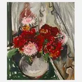 Prof. Heinz Werner, Blumenstillleben, Öl auf Hartfasertafel