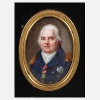 Bildnis König Louis XVIII. by Jean-Baptiste Jacques Augustin, 1818, Tempera auf Elfenbein und als Emailleminiatur, sold Feb 2023
