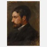 M. Bauer, Herrenportrait, Öl auf Karton