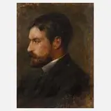 M. Bauer, Herrenportrait, Öl auf Karton
