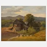 Arthur Blaschnik, Wassermühle im Riesengebirge, Öl auf Papier auf Faserplatte