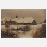 H. Börner, Verschneiter Gutshof, Öl auf Leinwand