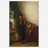 Josef Büche, Der kleine Raucher, Öl auf Leinwand