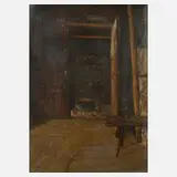 Paul Felgentreff, Stubeninterieur, Öl auf leinenkaschiertem Malkarton
