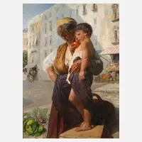 Konrad Grob, Neapolitanische Marktszene, Öl auf Leinwand