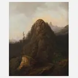 H. Lehmann, Wandersmann im Hochgebirge, 1851, Öl auf Leinwand