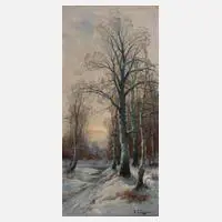 O. C. Lucan, Winterlandschaft, Öl auf Leinwand und Keilrahmen