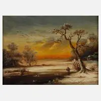 M. Müller, Winterabend, 1886, Öl auf Holz