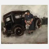 Mimi Breitinger, "L'auto", 1979, Öl auf Holz