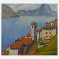 Paul Donzé, Gandria am Luganer See, Öl auf Leinwand