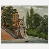 Karl Otto Hy, Wiesbadenansicht, Öl auf Karton