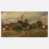 Karl Kaltenmoser, "Blick auf Thaining", Öl auf Karton