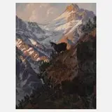 Oskar von Kleiner, Gams im Gebirge, Öl auf Leinwand