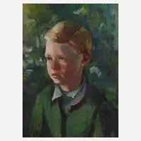 Erwin, Klobassa, Jungenportrait, 1950, Öl auf Pappe und kaschiert