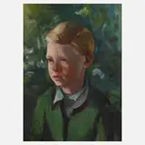 Erwin, Klobassa, Jungenportrait, 1950, Öl auf Pappe und kaschiert